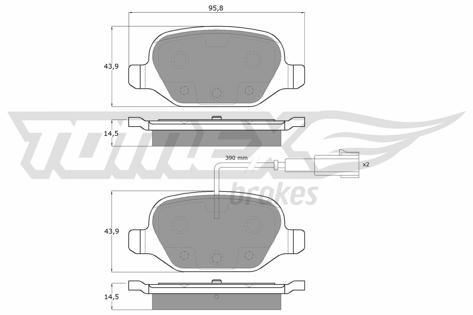 Sada brzdových destiček, kotoučová brzda TOMEX Brakes